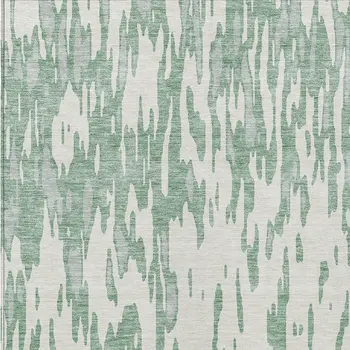 5' X 8' Sage And Ivory Abstract Washable Indoor Outdoor Area Rug