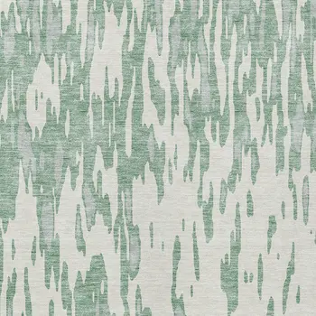 9' X 12' Sage And Ivory Abstract Washable Indoor Outdoor Area Rug