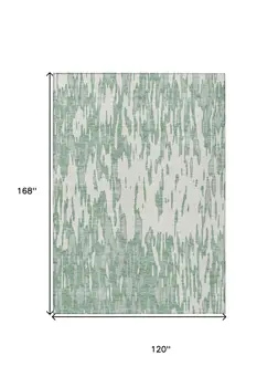 10' X 14' Sage And Ivory Abstract Washable Indoor Outdoor Area Rug