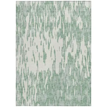 10' X 14' Sage And Ivory Abstract Washable Indoor Outdoor Area Rug