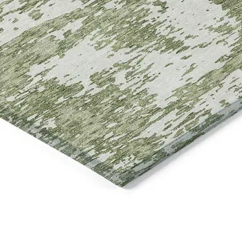 3' X 5' Sage And Ivory Abstract Washable Indoor Outdoor Area Rug