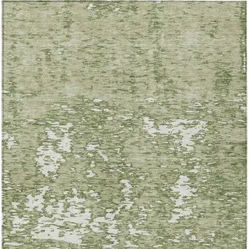9' X 12' Sage And Ivory Abstract Washable Indoor Outdoor Area Rug