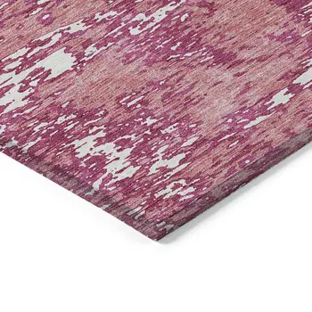 3' X 5' Blush And Ivory Abstract Washable Indoor Outdoor Area Rug