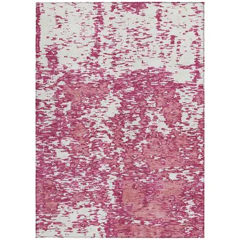 3' X 5' Blush And Ivory Abstract Washable Indoor Outdoor Area Rug