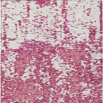 9' X 12' Blush And Ivory Abstract Washable Indoor Outdoor Area Rug