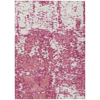 10' X 14' Blush And Ivory Abstract Washable Indoor Outdoor Area Rug