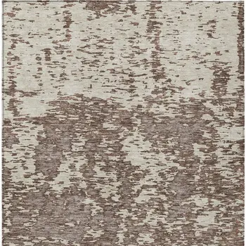 5' X 8' Brown And Ivory Abstract Washable Indoor Outdoor Area Rug