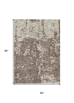 5' X 8' Brown And Ivory Abstract Washable Indoor Outdoor Area Rug