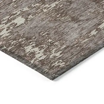 5' X 8' Brown And Ivory Abstract Washable Indoor Outdoor Area Rug