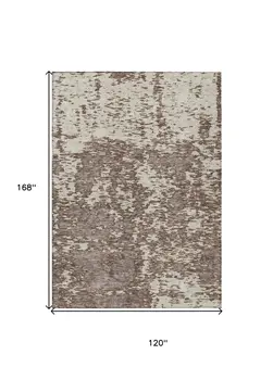 10' X 14' Brown And Ivory Abstract Washable Indoor Outdoor Area Rug