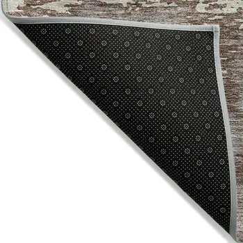 10' X 14' Brown And Ivory Abstract Washable Indoor Outdoor Area Rug