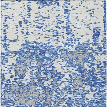 8' X 10' Blue And Ivory Abstract Washable Indoor Outdoor Area Rug