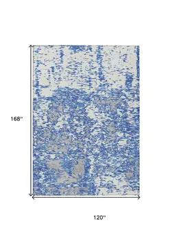 10' X 14' Blue And Ivory Abstract Washable Indoor Outdoor Area Rug