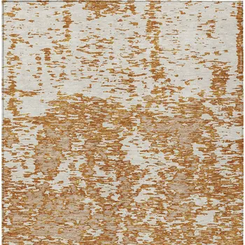 5' X 8' Copper And Ivory Abstract Washable Indoor Outdoor Area Rug