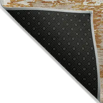 8' Copper And Ivory Round Abstract Washable Indoor Outdoor Area Rug