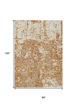 8' X 10' Copper And Ivory Abstract Washable Indoor Outdoor Area Rug
