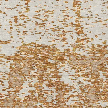 8' X 10' Copper And Ivory Abstract Washable Indoor Outdoor Area Rug