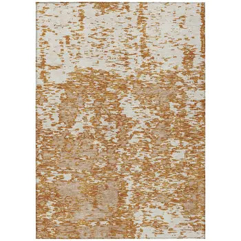 10' X 14' Copper And Ivory Abstract Washable Indoor Outdoor Area Rug