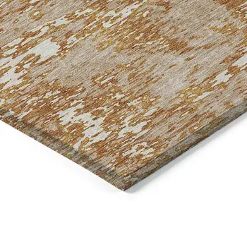 10' X 14' Copper And Ivory Abstract Washable Indoor Outdoor Area Rug