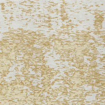 5' X 8' Gold And Ivory Abstract Washable Indoor Outdoor Area Rug