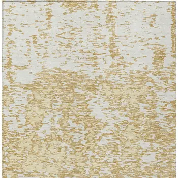 8' X 10' Gold And Ivory Abstract Washable Indoor Outdoor Area Rug