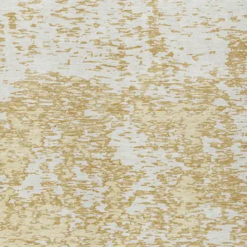 8' X 10' Gold And Ivory Abstract Washable Indoor Outdoor Area Rug