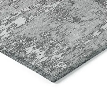 8' X 10' Gray And Ivory Abstract Washable Indoor Outdoor Area Rug