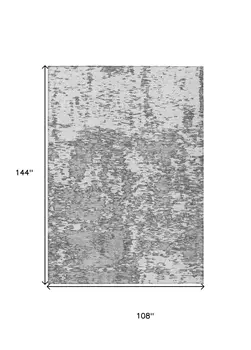 9' X 12' Gray And Ivory Abstract Washable Indoor Outdoor Area Rug