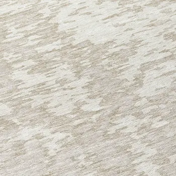 8' Ivory And Off White Round Abstract Washable Indoor Outdoor Area Rug