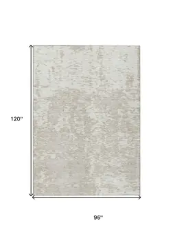 8' X 10' Ivory And Off White Abstract Washable Indoor Outdoor Area Rug