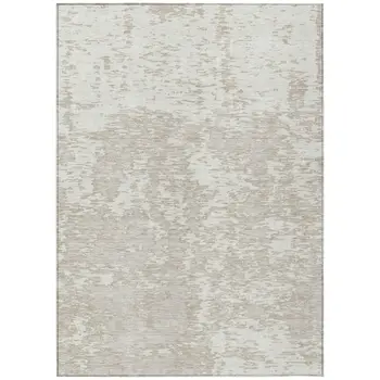 10' X 14' Ivory And Off White Abstract Washable Indoor Outdoor Area Rug