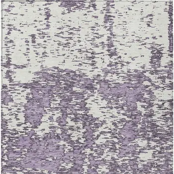 10' X 14' Lavender And Ivory Abstract Washable Indoor Outdoor Area Rug