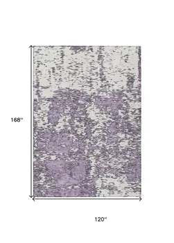 10' X 14' Lavender And Ivory Abstract Washable Indoor Outdoor Area Rug