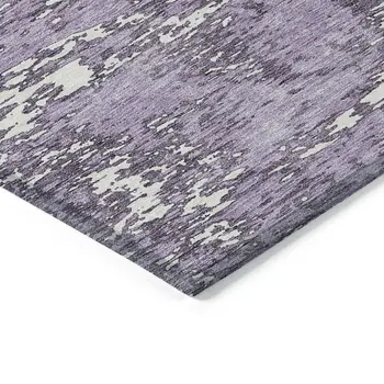 10' X 14' Lavender And Ivory Abstract Washable Indoor Outdoor Area Rug