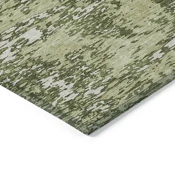 10' X 14' Olive Green And Ivory Abstract Washable Indoor Outdoor Area Rug