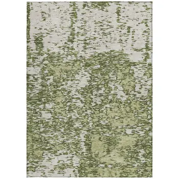 10' X 14' Olive Green And Ivory Abstract Washable Indoor Outdoor Area Rug