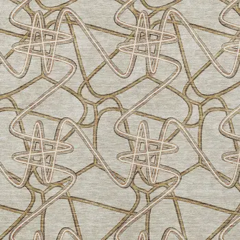 3' X 5' Beige Ivory And Brown Geometric Washable Indoor Outdoor Area Rug
