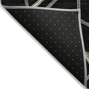 10' X 14' Black Ivory And Brown Geometric Washable Indoor Outdoor Area Rug