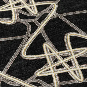 10' X 14' Black Ivory And Brown Geometric Washable Indoor Outdoor Area Rug
