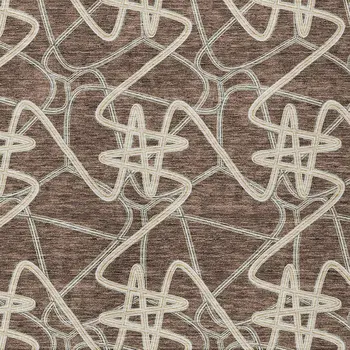 9' X 12' Brown Ivory And Gold Geometric Washable Indoor Outdoor Area Rug