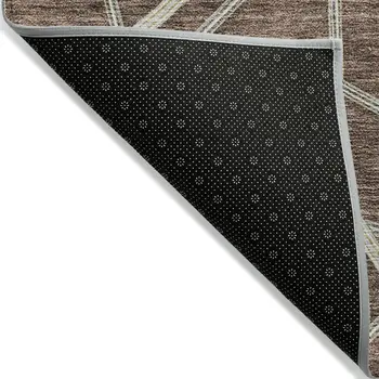 10' X 14' Brown Ivory And Gold Geometric Washable Indoor Outdoor Area Rug