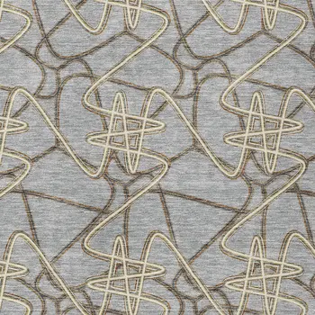 5' X 8' Gray Ivory And Gold Geometric Washable Indoor Outdoor Area Rug