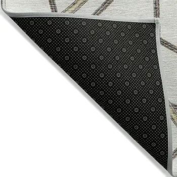 3' X 5' Ivory Charcoal And Gold Geometric Washable Indoor Outdoor Area Rug