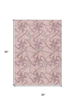 3' X 5' Pink Purple And Sky Blue Geometric Washable Indoor Outdoor Area Rug
