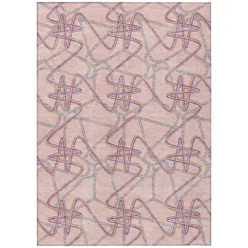 3' X 5' Pink Purple And Sky Blue Geometric Washable Indoor Outdoor Area Rug