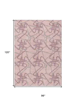 8' X 10' Pink Purple And Sky Blue Geometric Washable Indoor Outdoor Area Rug