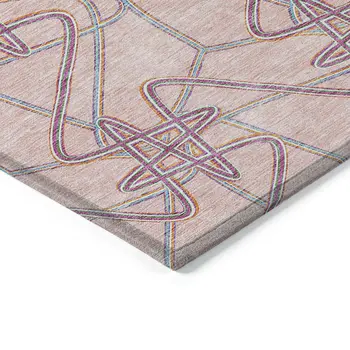 8' X 10' Pink Purple And Sky Blue Geometric Washable Indoor Outdoor Area Rug