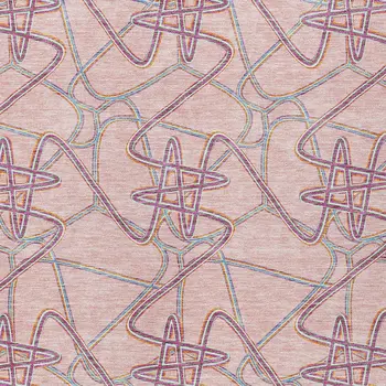 9' X 12' Pink Purple And Sky Blue Geometric Washable Indoor Outdoor Area Rug