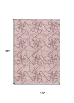 10' X 14' Pink Purple And Sky Blue Geometric Washable Indoor Outdoor Area Rug