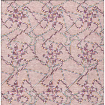 10' X 14' Pink Purple And Sky Blue Geometric Washable Indoor Outdoor Area Rug